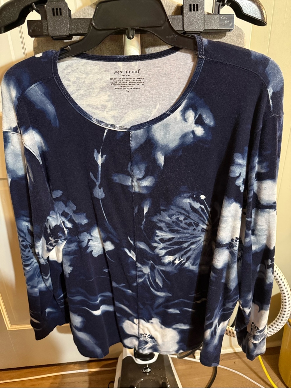 Westbound Navy and White Floral Long Sleeve Tee
